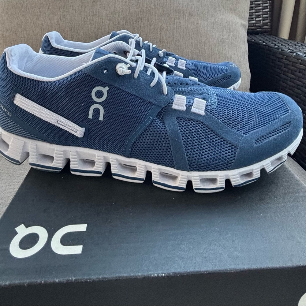 “ON On Cloud” sneakers. WMS..SZ 8- Navy and White.  New in box
